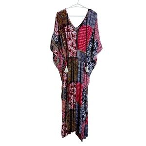 Gigio Women’s Medium Bohemian Patchwork Kaftan Coverup Maxi Boho Festival Beachy